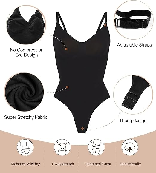 Bodysuit for Women, Tummy Control Shapewear, Seamless Sculpting, Thong Body Shaper, Tank Top, Comfortable Material, Adjustable Straps, Everyday Wear, Fashion, Style
