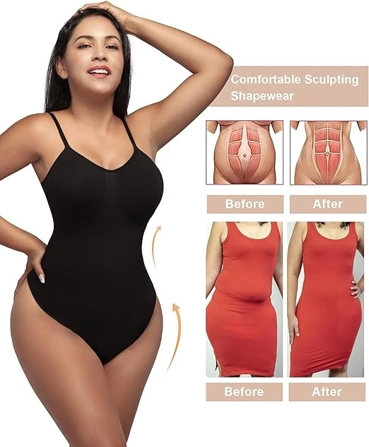 Bodysuit for Women, Tummy Control Shapewear, Seamless Sculpting, Thong Body Shaper, Tank Top, Comfortable Material, Adjustable Straps, Everyday Wear, Fashion, Style