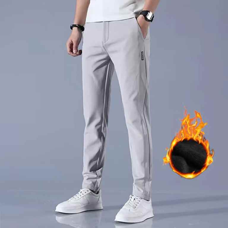 Stay warm and stylish with menβs winter velvet casual pants. Featuring thick fleece lining, stretch slim fit, and an elastic waist, perfect for business or outdoor wea