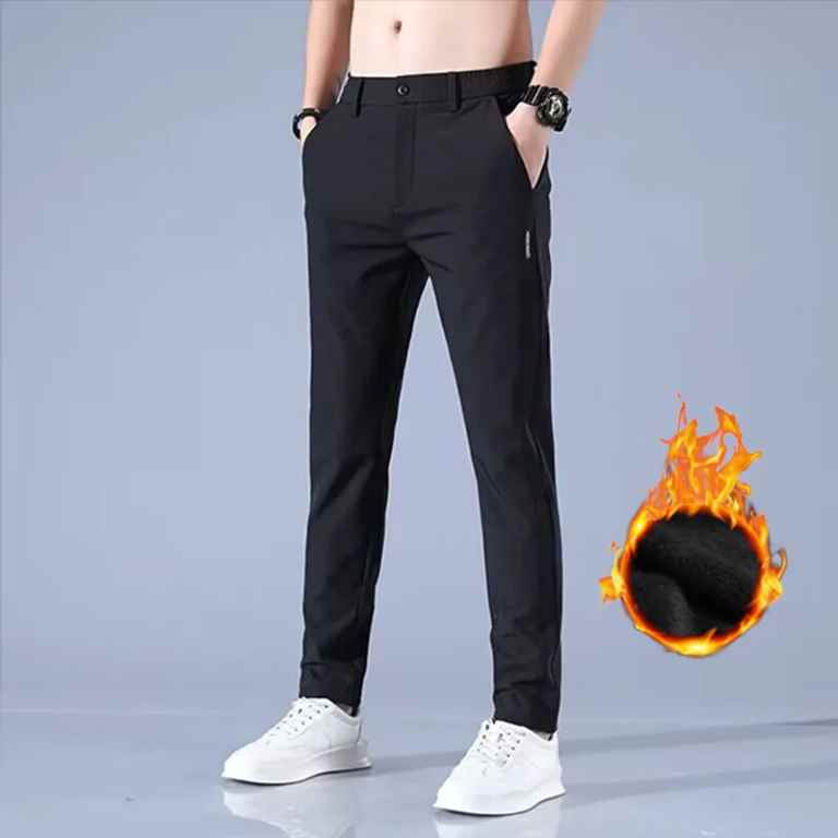 Stay warm and stylish with menβs winter velvet casual pants. Featuring thick fleece lining, stretch slim fit, and an elastic waist, perfect for business or outdoor wea