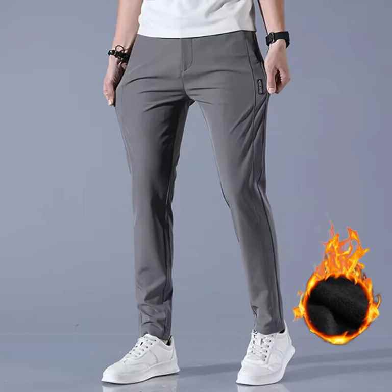 Stay warm and stylish with menβs winter velvet casual pants. Featuring thick fleece lining, stretch slim fit, and an elastic waist, perfect for business or outdoor wea